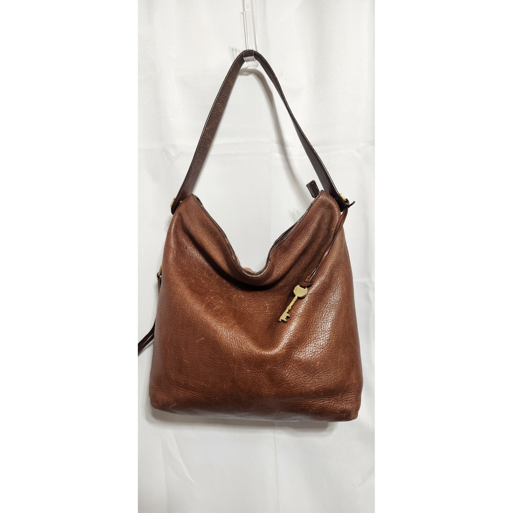 Fossil Maya Hobo Bag Brown Pebbled Leather Crossbody Shoulder‎ Bag ZB6979